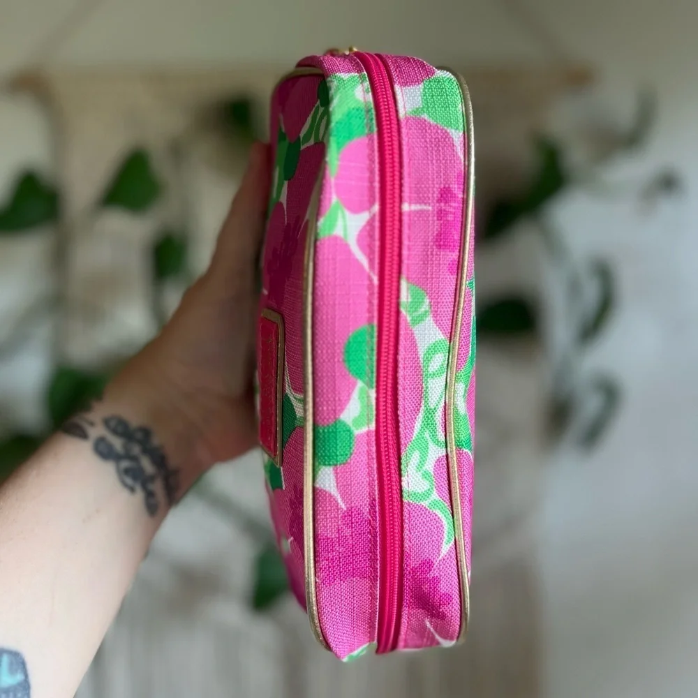 Lilly Pulitzer x Estée Lauder Pink Makeup Bag Cosmetic Travel Pouch Toiletry